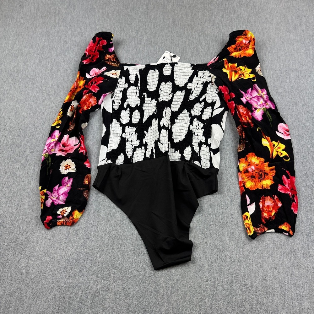 Desigual Bodysuit Womens Large Black M. Christian Lacroix Floral Long Sleeve NWT - Picture 10 of 11